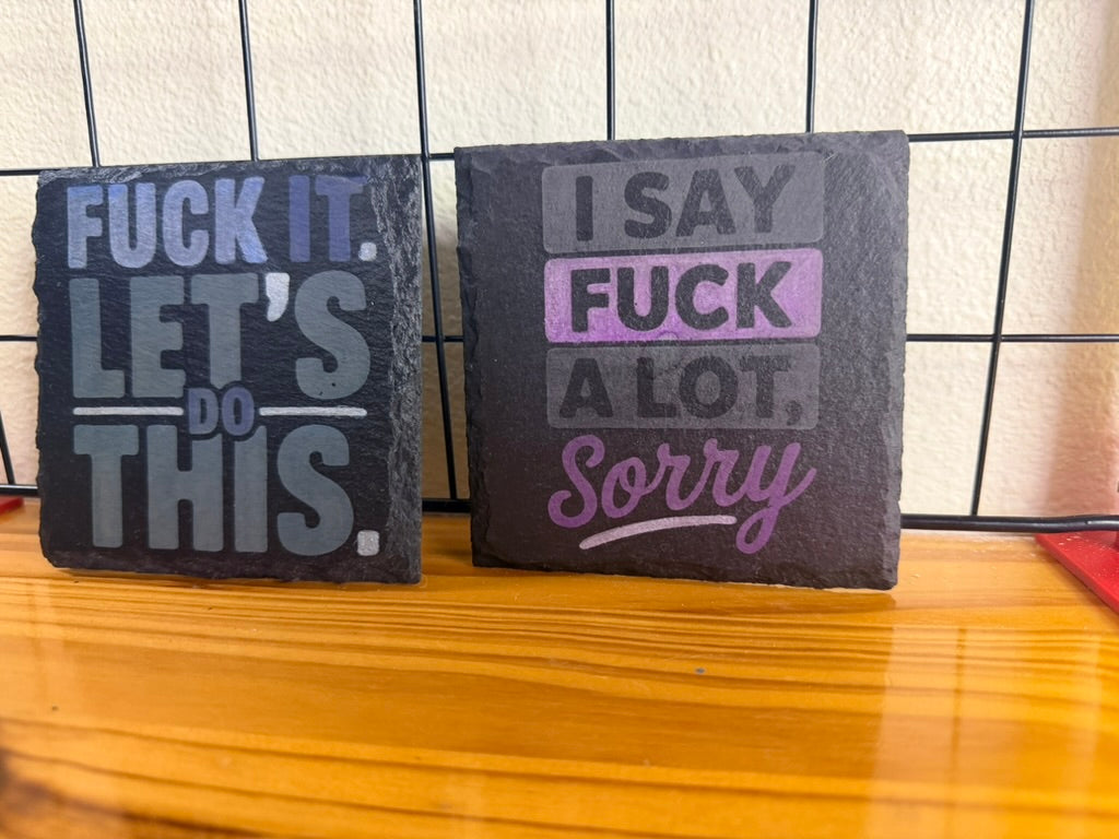 I'm Fabulous Slate Serving Board & Coaster Set (4+2) | Laser Engraved Ladies Night Tray and Drink Coasters