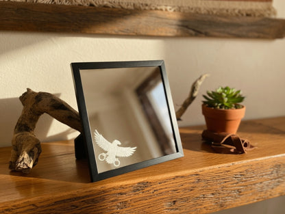 Patriotic Eagle 8x8 Mirror | Laser Engraved Freedom Bird Wall Art or Desk Decor