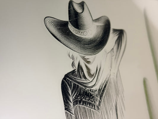 Cowgirl with Lasso 12x12 Mirror | Hand Painted Laser Engraved Western Cowgirl Wall Art