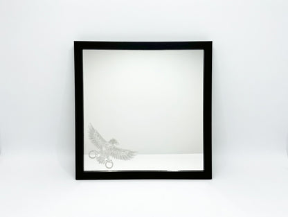 Patriotic Eagle 8x8 Mirror | Laser Engraved Freedom Bird Wall Art or Desk Decor