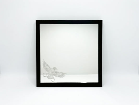 Patriotic Eagle 8x8 Mirror | Laser Engraved Freedom Bird Wall Art or Desk Decor