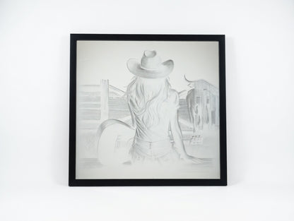 Cowgirl & Longhorn 12x12 Mirror | Hand-Finished Laser Engraved Western Ranch Wall Art
