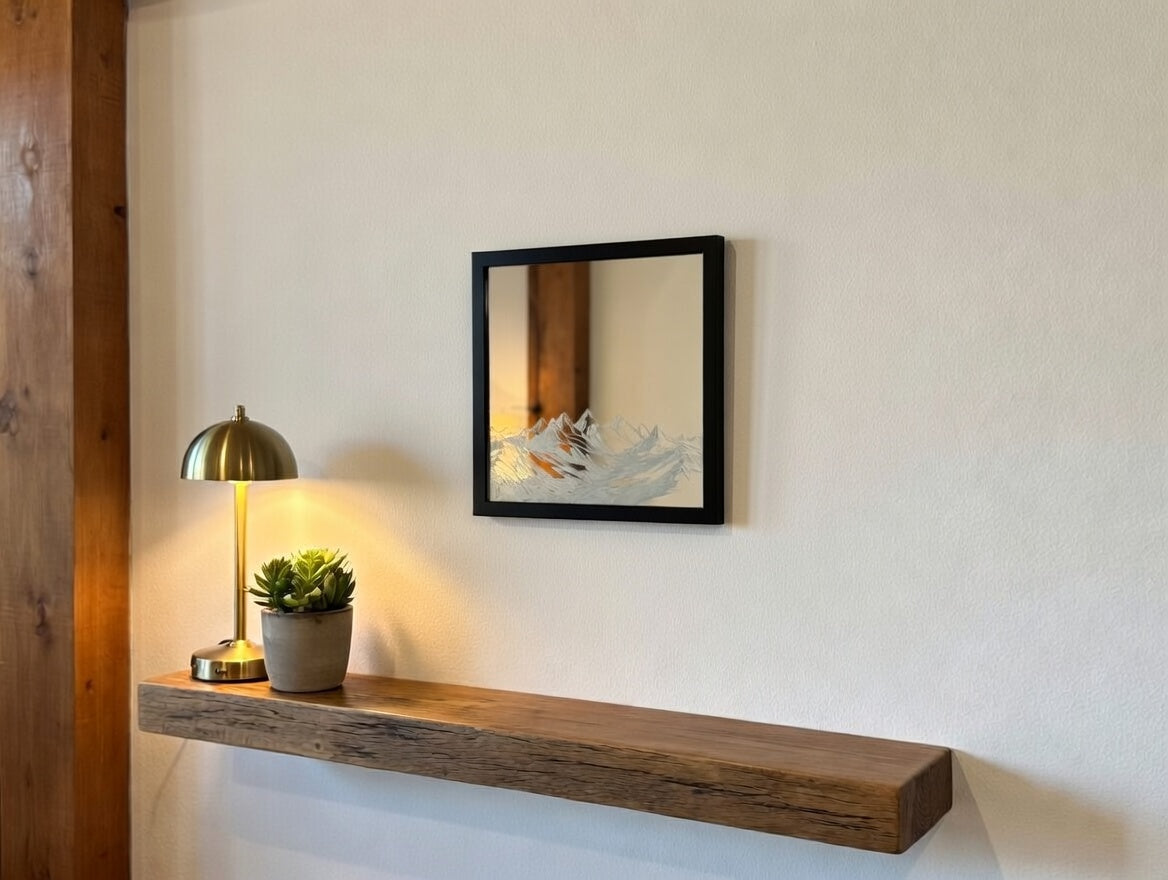 Majestic Morning Mountain Range 12x12 Mirror | Laser Engraved Alpine Vista Wall Art