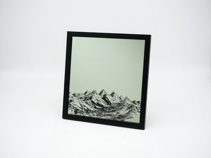 Majestic Mountain Range 8x8 Mirror | Laser Engraved Alpine Peak Wall Art or Desk Decor
