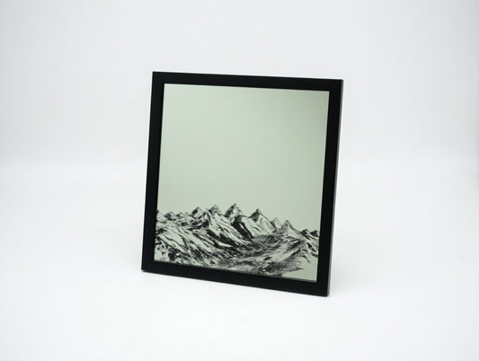 Majestic Mountain Range 8x8 Mirror | Laser Engraved Alpine Peak Wall Art or Desk Decor