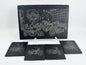 Motorcycle Garage Slate Serving Board & Coaster Set (4) | Laser Engraved Serving Tray and Drink Coasters