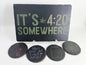 It's 4:20 Somewhere Slate Serving Board & Coaster Set (4) | Laser Engraved Serving Tray and Drink Coasters