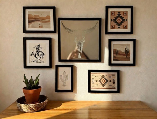 Longhorn Skull 12x12 Mirror | Hand-Finished Laser Engraved Western Cattle Skull Wall Art