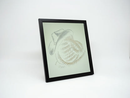 Western Cowboy Hat 8x8 Mirror | Laser Engraved Desert Hat Wall Art or Desk Decor