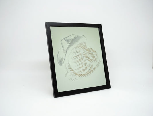 Western Cowboy Hat 8x8 Mirror | Laser Engraved Desert Hat Wall Art or Desk Decor