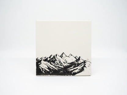 Majestic Mountain Range 6x6 Ceramic Tile | Laser Engraved Alpine Peak Wall Art or Backsplash Insert